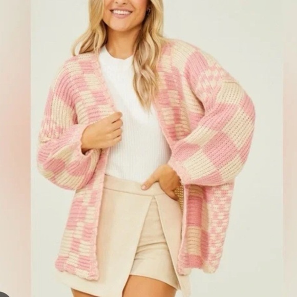 Altar’d State Shannon Chunky Checked Cardigan Size S/M - Picture 1 of 7